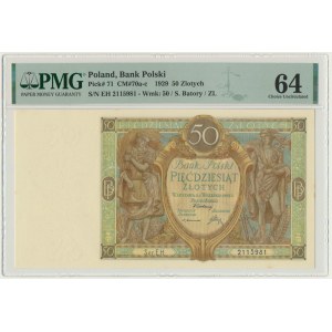 50 złotych 1929 - Ser.EH. - PMG 64