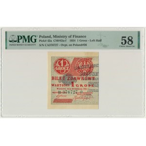 1 grosz 1924 - CA ❉ - lewa połowa - PMG 58