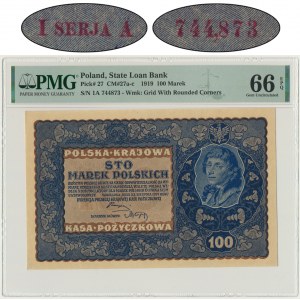 100 marek 1919 - I Serja A - PMG 66 EPQ - RZADKOŚĆ w tym stanie