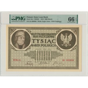 1 000 marks 1919 - III Ser. A - PMG 66 EPQ - SPÉCIMEN