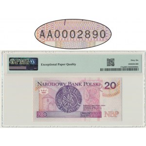 20 złotych 1994 - AA 0002890 - PMG 66 EPQ - niski numer