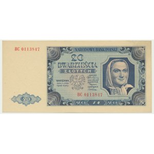 20 złotych 1948 - BC - pierwsza seria odmiany