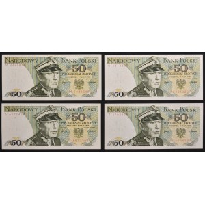 Zestaw, 50 złotych 1975 (4 szt.) - rzadsze serie jednoliterowe