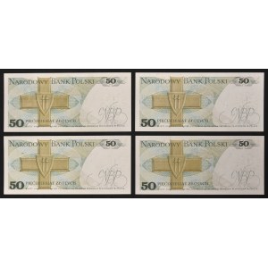 Zestaw, 50 złotych 1975 (4 szt.) - rzadsze serie jednoliterowe