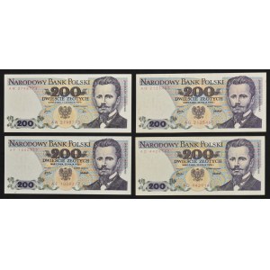 Zestaw, 200 złotych 1976-79 (4 szt.) - rzadsze serie