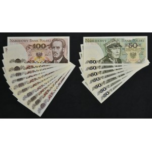 Zestaw, 50-100 złotych 1975-88 (17 szt.) - w tym rzadsze serie