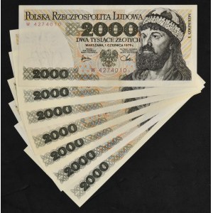 Zestaw, 2.000 złotych 1977-82 (7 szt.) - w tym rzadsze serie jednoliterowe