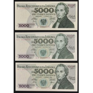 Zestaw, 5.000 złotych 1982-88 (3 szt.)