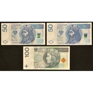Zestaw, 50-100 złotych 2012-17 (3 szt.) - w tym serie AA
