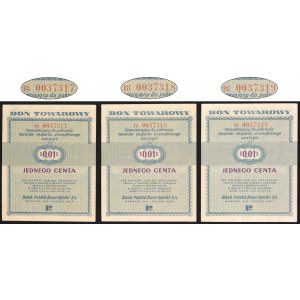 Pewex, 1 cent 1960 - Bl (3 szt.) - kolejne numery