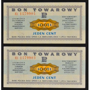 Pewex, 1 cent 1969 - El (2 szt.) - kolejne numery