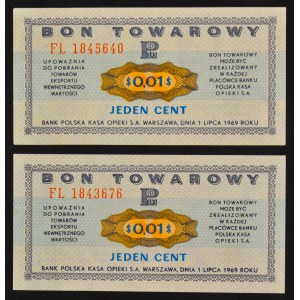 Pewex, 1 cent 1969 - FL (2 szt.)