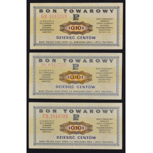 Pewex, 10 centów 1969 (3 szt.) - komplet odmian