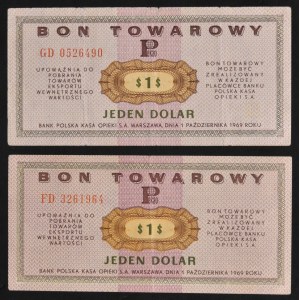 Pewex, 1 dolar 1969 - FD i GD (2 szt.)