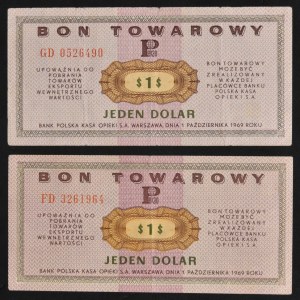 Pewex, $1 1969 - FD and GD (2 pieces).