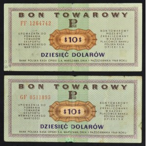 Pewex, 10 dolarów 1969 - FF i GF (2 szt.)
