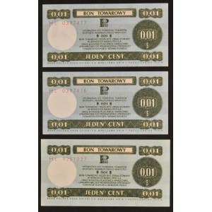 Pewex, 1 cent 1979 - HL (3 szt.) - mały i duży