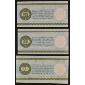 Pewex, 1 cent 1979 - HL (3 szt.) - mały i duży