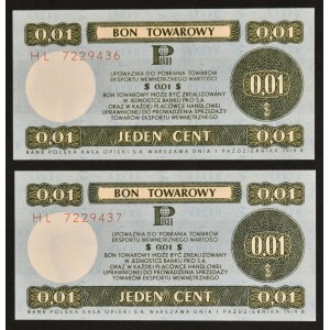 Pewex, 1 cent 1979 - HL (2 szt.) - kolejne numery