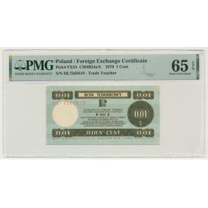 Pewex, 1 cent 1979 - HL - DUŻY - PMG 65 EPQ