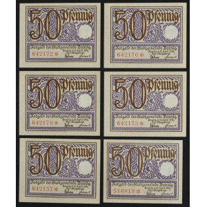 Danzig, 50 Pfennig 1919 - purple (6 pcs.)