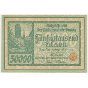 Danzig, 50.000 Mark 1923 - no. 5 digit series with ❊ -