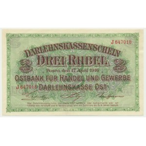 Poznaň, 3 ruble 1916 - J - krátká doložka -