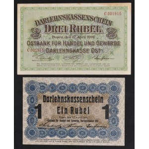Sada, Ober Ost, Poznaň 1-3 ruble 1916 (2 kusy).