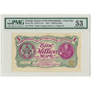 Danzig, 1 milion Mark 08 August 1923 - 5 digital serial number with ❊ rotated - PMG 53
