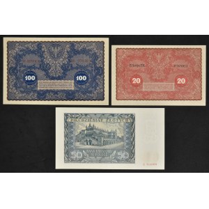 Zestaw, 20-100 marek/złotych 1919-1941 (3 szt.)