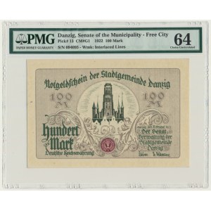 Danzig, 100 Mark 1922 - PMG 64