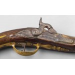 PISTOLET KAPISZONOWY, przerobiony ze skałkowego. Francja, Paryż, Daniel Thiermay, 1. poł. XVIII w., lata 30-te XIX w.
