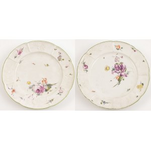 PARA TALERZY Z KWIATAMI, Niemcy, Nadrenia-Palatynat, Frankenthal, ok. 1770