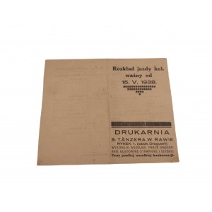 ROZKŁAD JAZDY KOLEJI w Rawie Ruskiej ważny od 15 V 1938 [kolejnictwo]