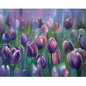 Anna Kołakowska, Field of violet tulips in the morning