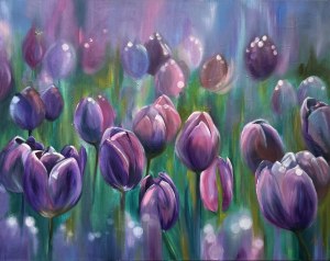 Anna Kołakowska, Field of violet tulips in the morning