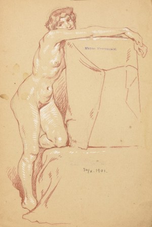 Marian WAWRZENIECKI (1863-1943), Akt kobiety z draperią, 1901