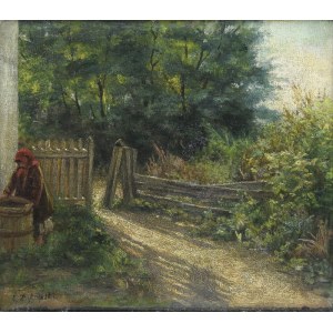 Emilia DUKSZYŃSKA-DUKSZTA (1837-1898), Wiejska zagroda z dziewczyną