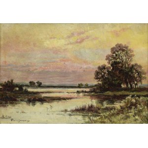 Marceli HARASIMOWICZ (1859-1935), Zachód słońca nad mokradłami