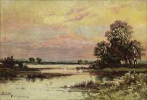 Marceli HARASIMOWICZ (1859-1935), Zachód słońca nad mokradłami