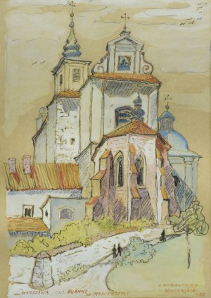 Irena NOWAKOWSKA-ACEDAŃSKA (1906-1983), Widok na kościół św. Anny w Warszawie, 1955