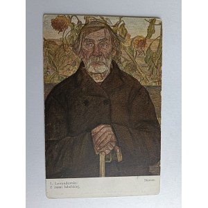 POSTCARD POLISH PAINTING LEWANDOWSKI FROM LUBELSKA LAND, LUBLIN, OLD MAN, PRE-WAR