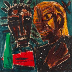 Zdzislaw Nitka (b. 1962, Oborniki Slaskie), Me with a Congo mask and a bottle, 2005