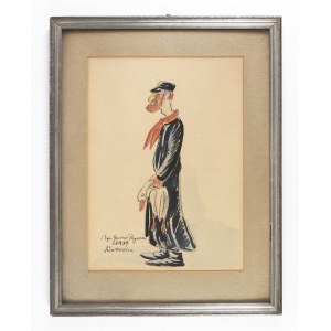 ROGALSKI Gustaw (1887-1939) - Jew with a goose. Drawing, watercolor. 1939.