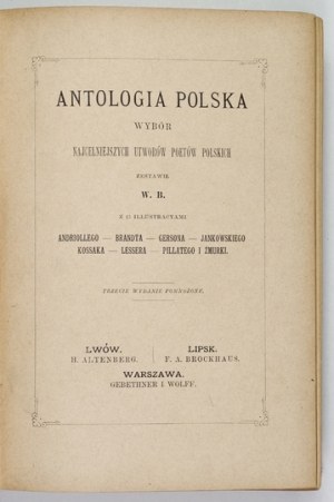 BEŁZA Władysław - Polish Anthology. With illustrations. 1887.