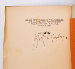 GOETHE Johann Wolfgang - Faust. Parts 1-2. Wadowice 1926. with the signature of E. Zegadłowicz.