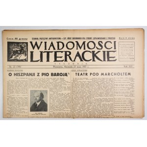 WIADOMOŚCI Literackie z recenzją B. Schulza. Nr 708: 23 V 1937.