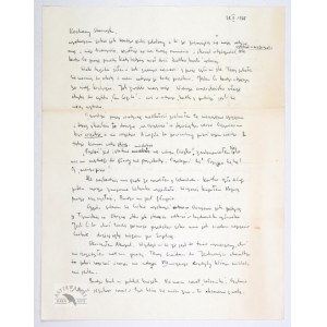 Dwustronicowy list Z. Herberta do Z. Najdera z 28 X 1968.