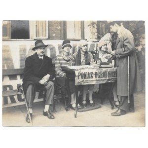 [JĘDRZEJÓW - zaproszenie na pokaz ogrodniczy - fotografia sytuacyjna]. [nie przed 5 XI 1916]. Fotografia form. 12,...