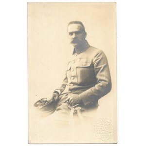[WOJSKO Polskie - Józef Piłsudski - fotografia portretowa]. [1916]. Fotografia pocztówkowa form. 13,8x8,...